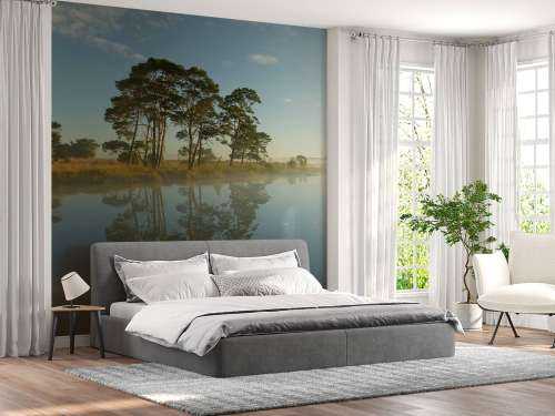Weerspiegeling in heidegebied