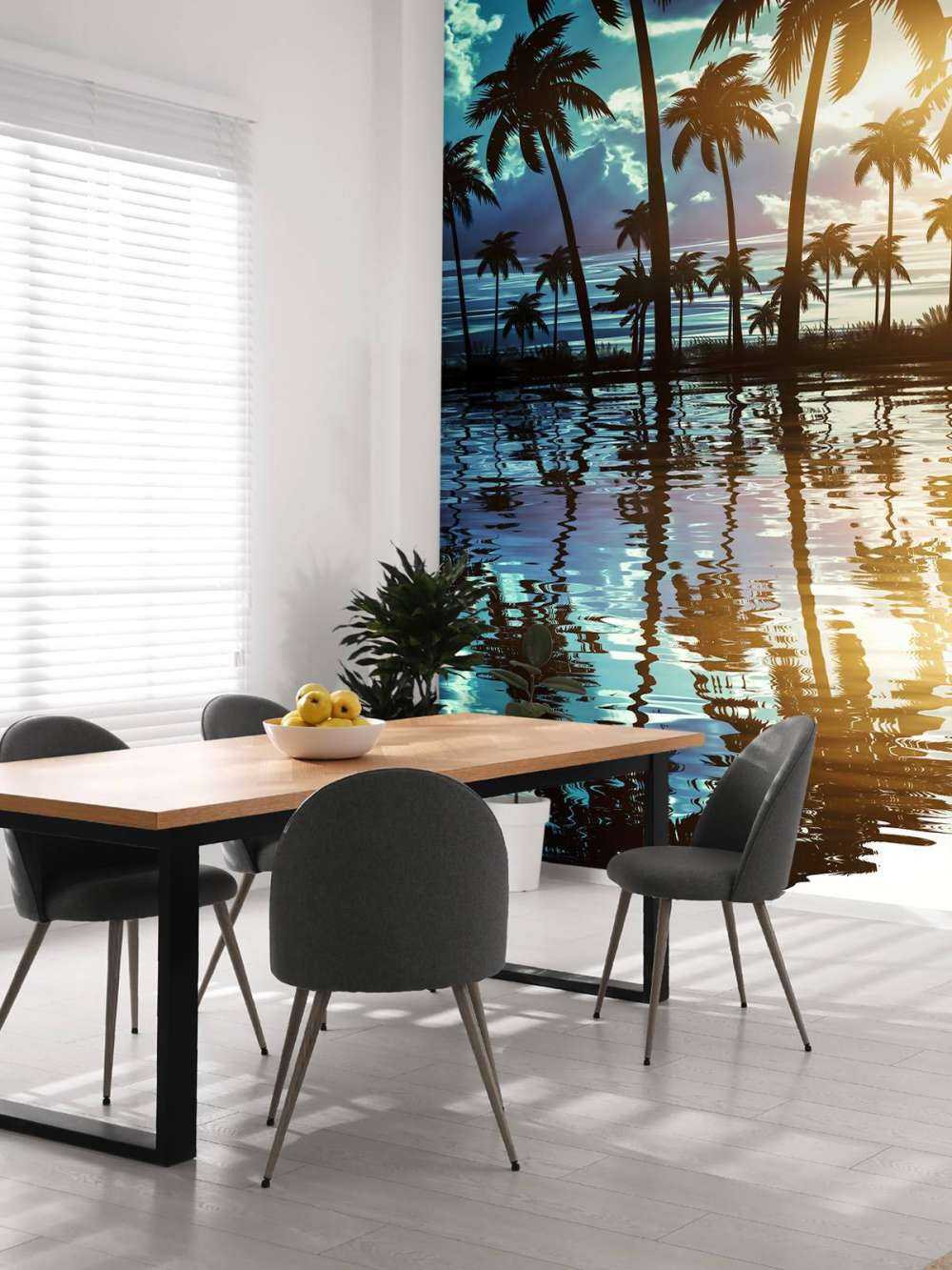 Nachtlandschap met palmbomen