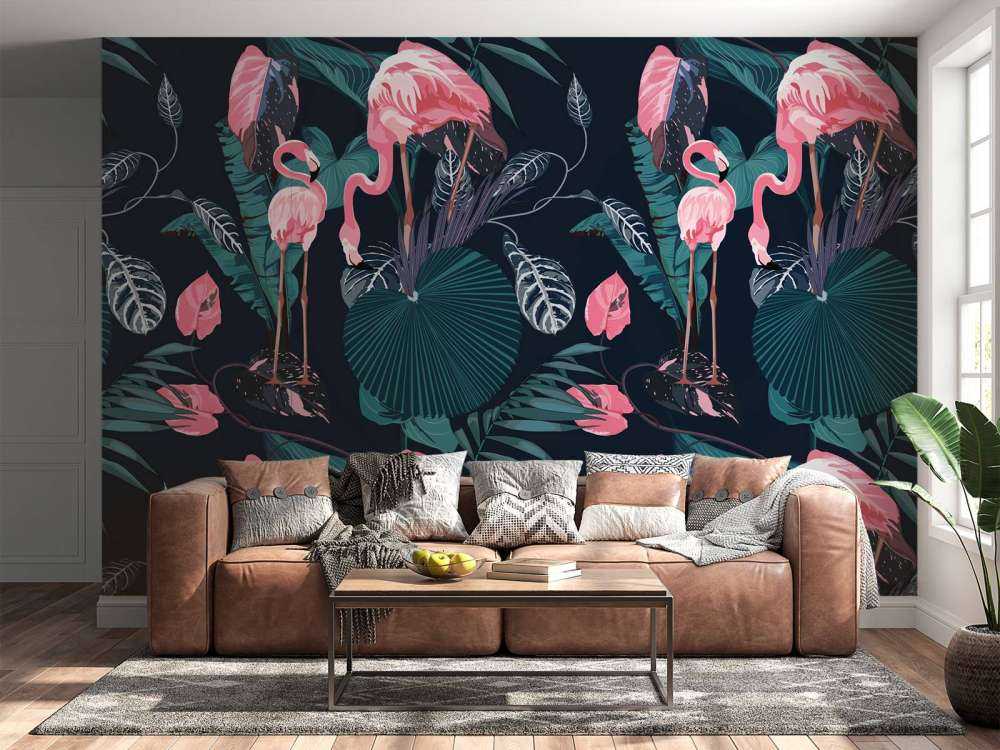 Wilde roze flamingo's