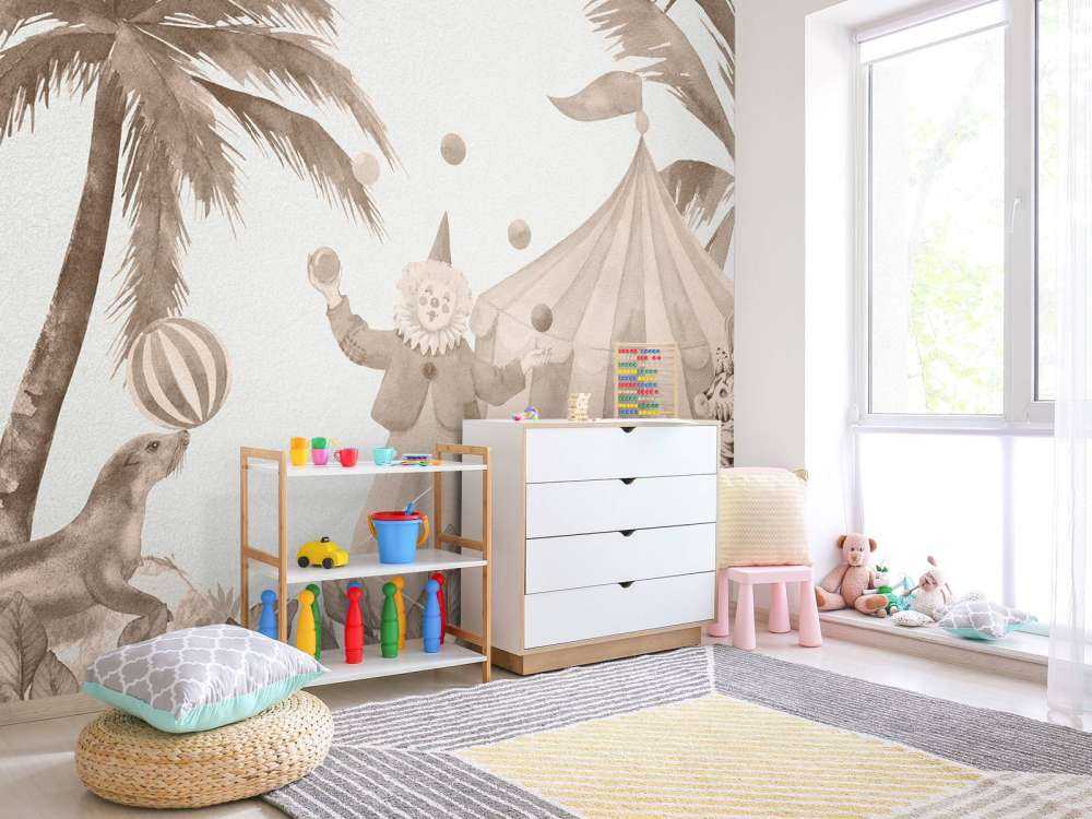 Vrolijke circus dieren taupe