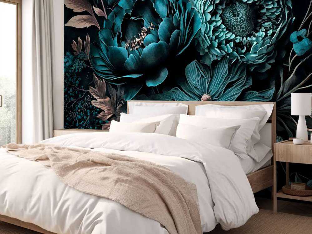 Renaissance vibes moody flowers turquoise