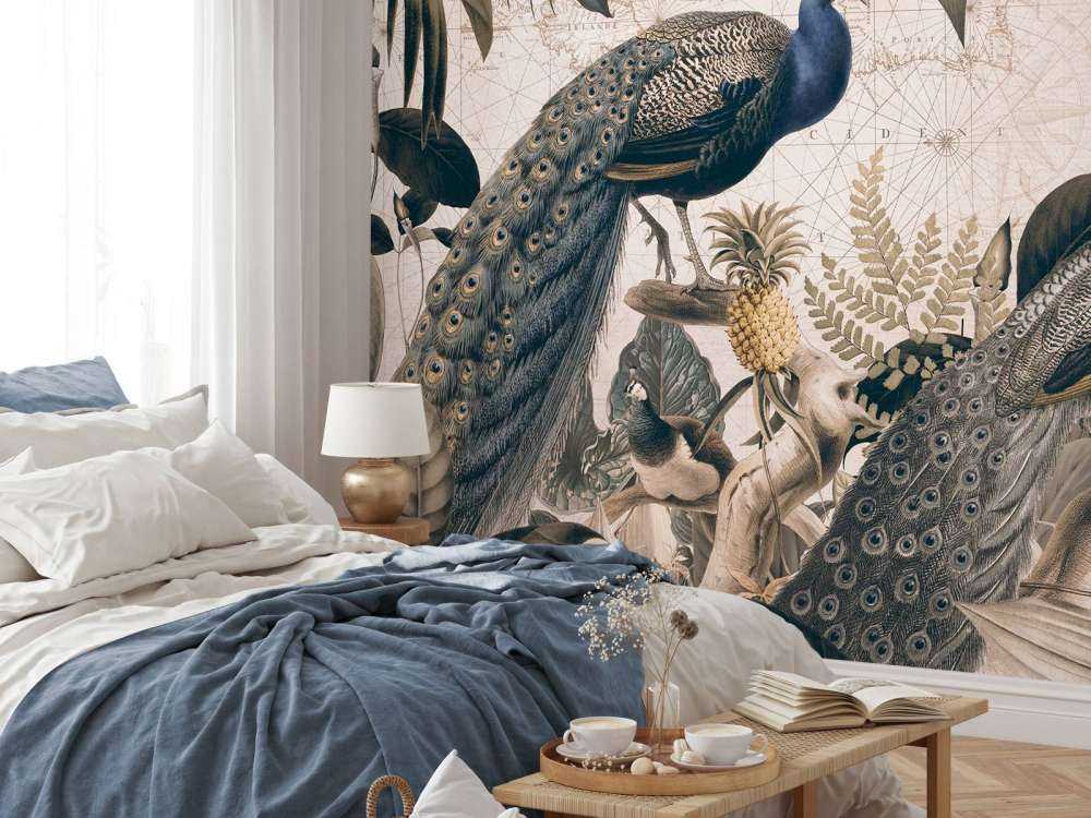 Vintage peacock reverie blue beige