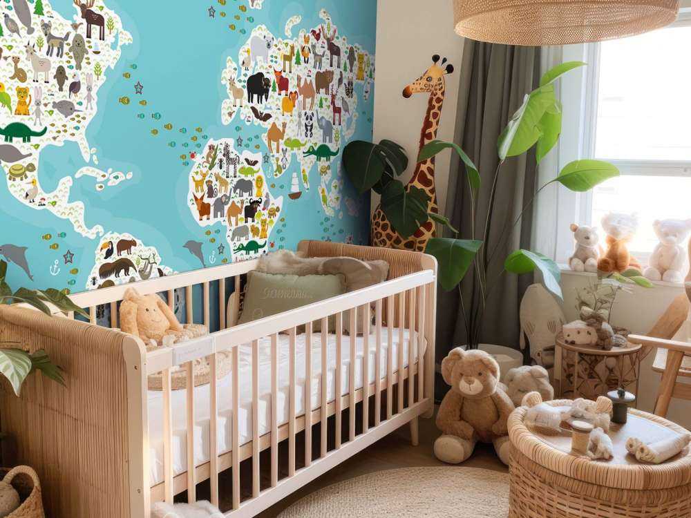 Wereldkaard met dieren