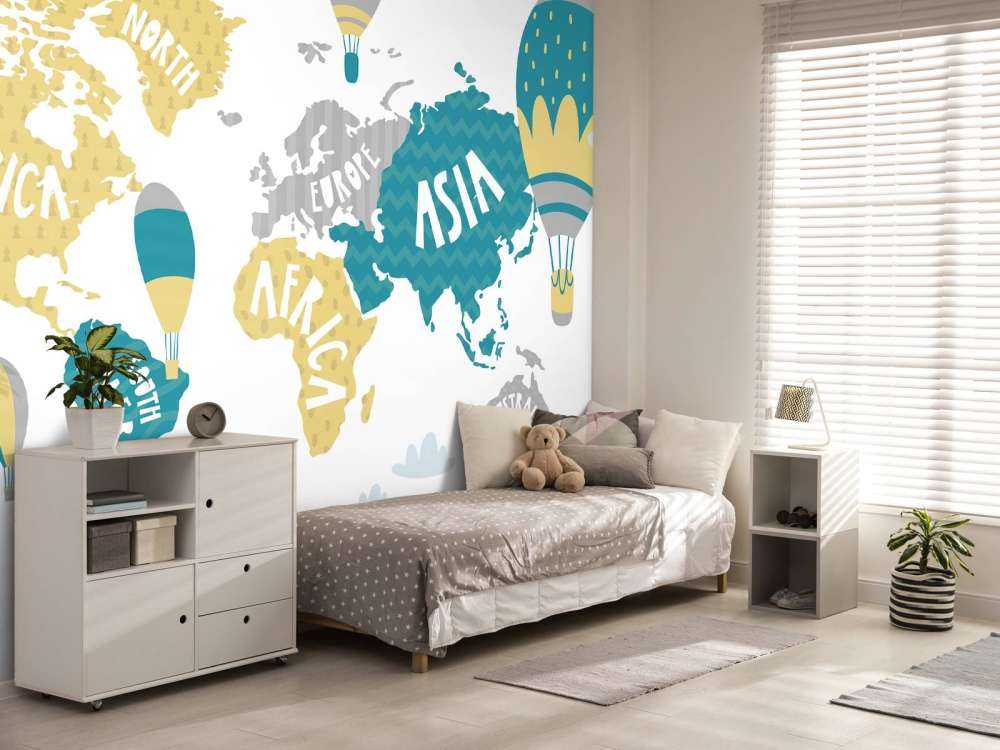 Wereldkaart met luchtballonnen