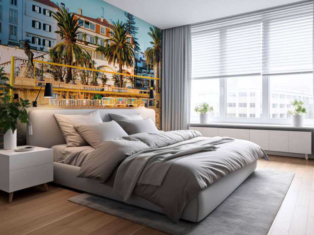 Volleybalveld op het strand bij zonsondergang