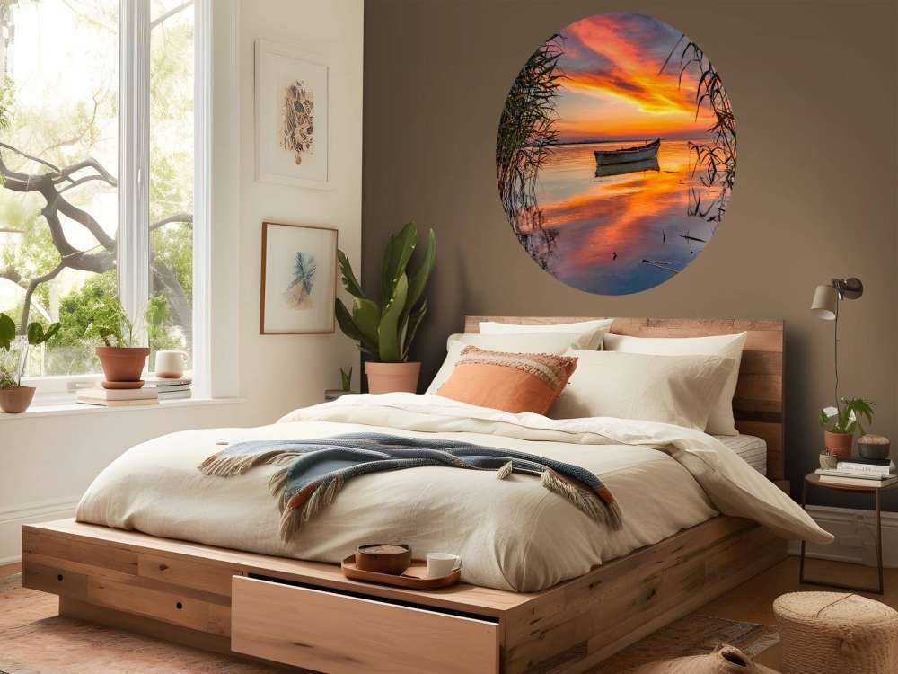 Boot met riet in de avond