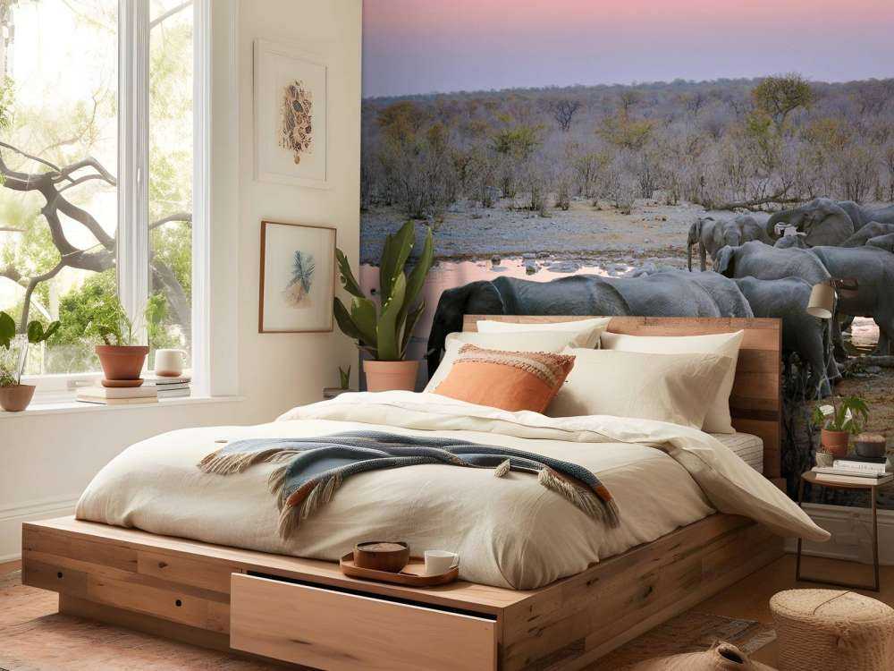 Olifanten langs het water