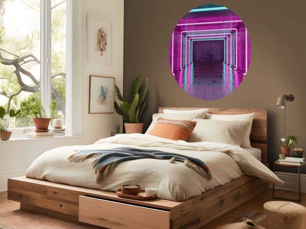 Betonnen kamer met neonlichten