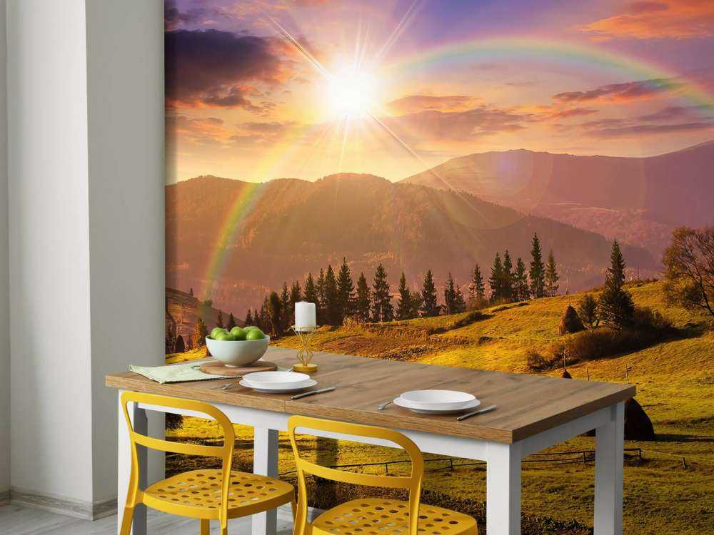 Hooibergen in berglandschap