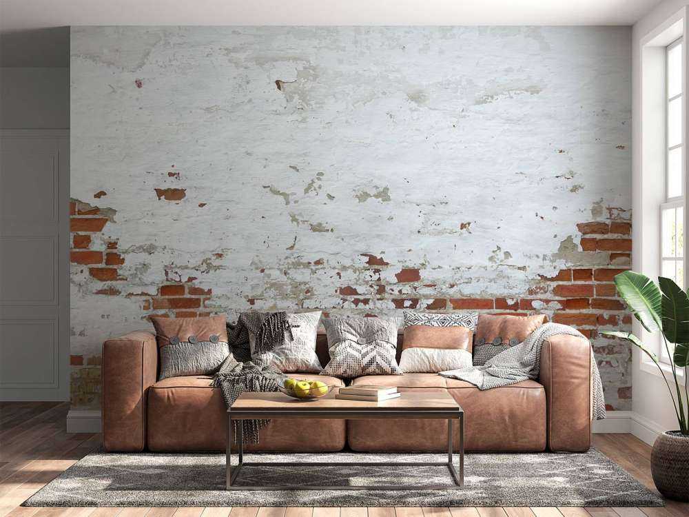 Bakstenen muur met beton