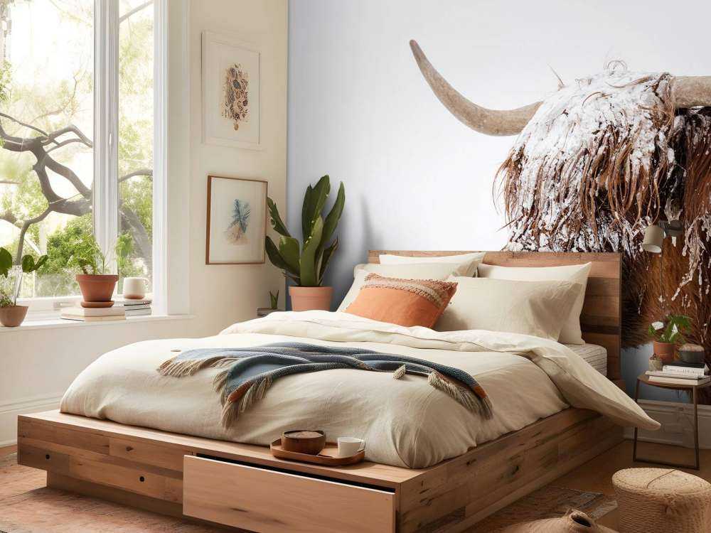 Schotse Hooglander in de sneeuw