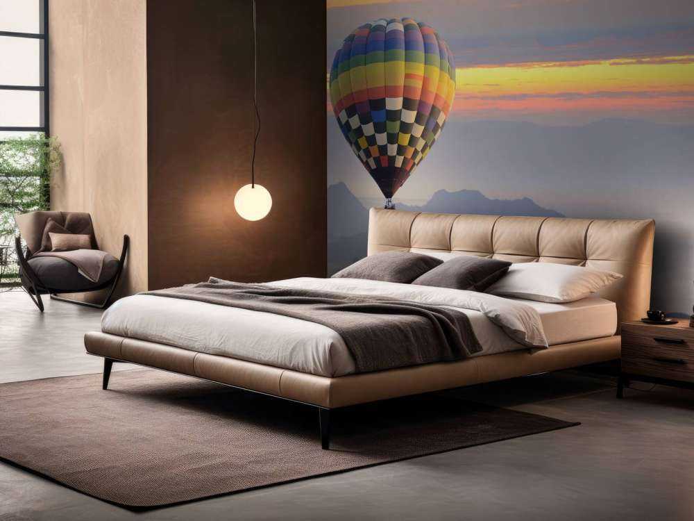 Luchtballon bij zonsondergang