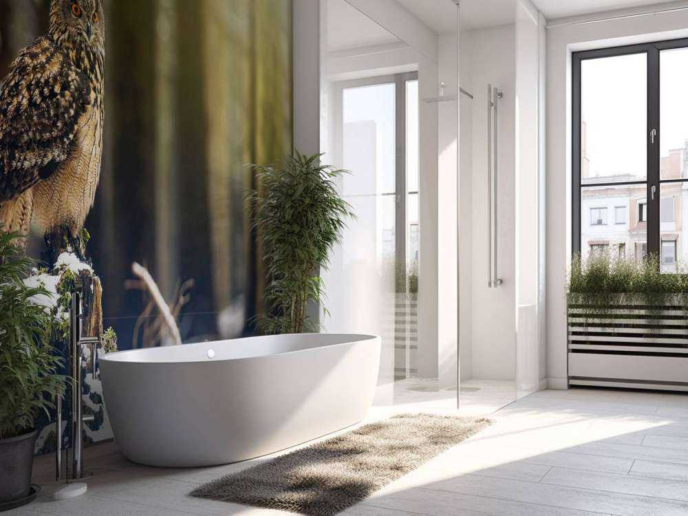 Uil in een sneeuwig bos