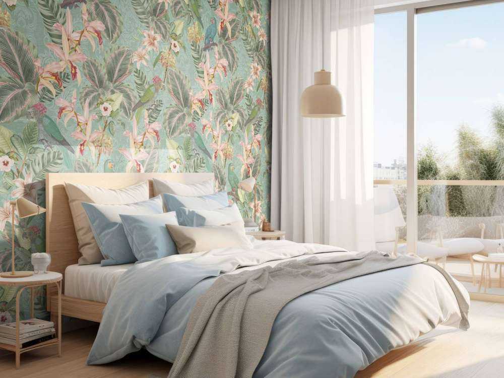 Tropische Jungle vogels & papegaaien - mint groen