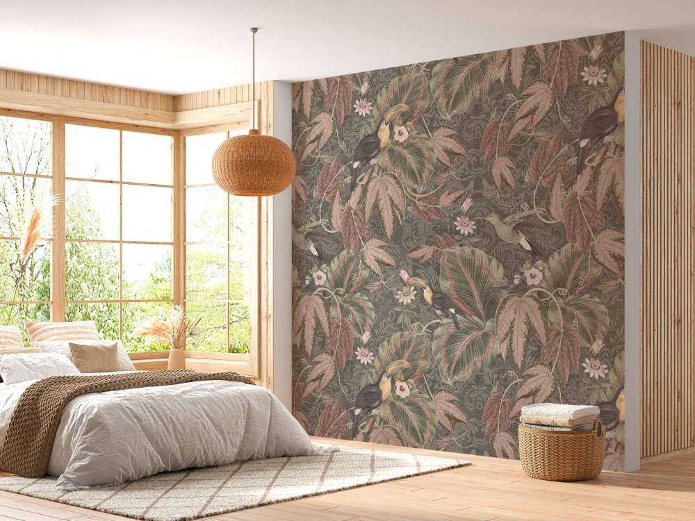 Tropische Jungle vogels & Toekans - vintage groen