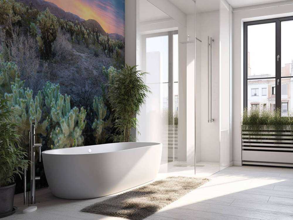 Cactusveld bij zonsondergang