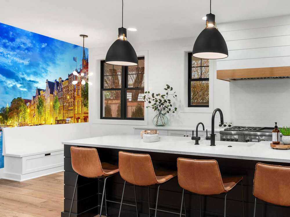 Rivier de Amstel in de avond