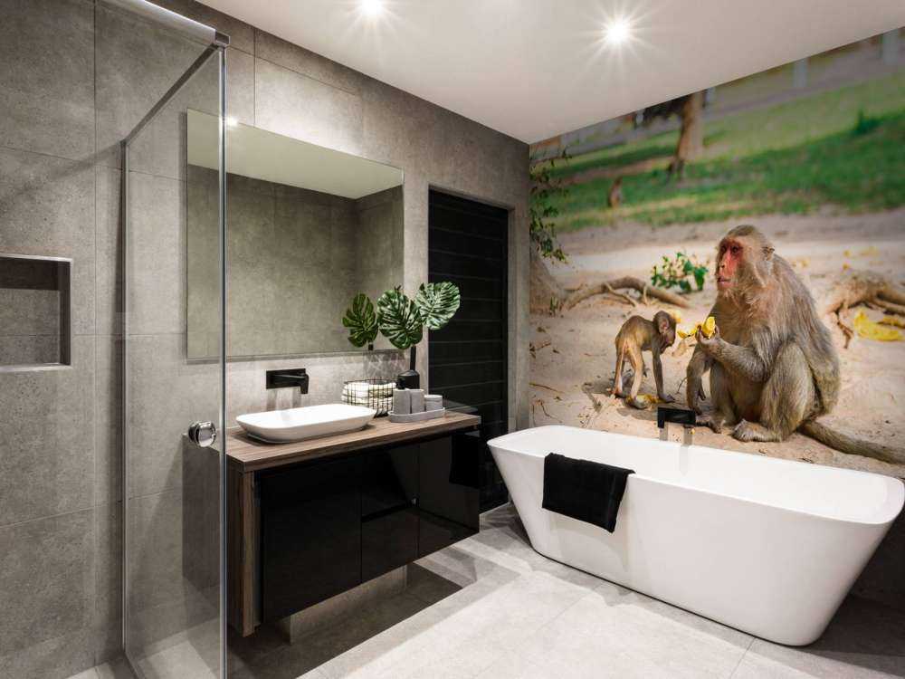 Moeder aap geeft haar kindje te eten