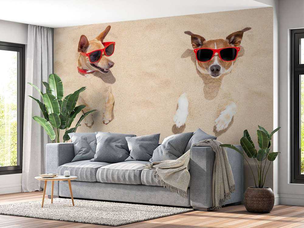 Ingegraven honden op het strand