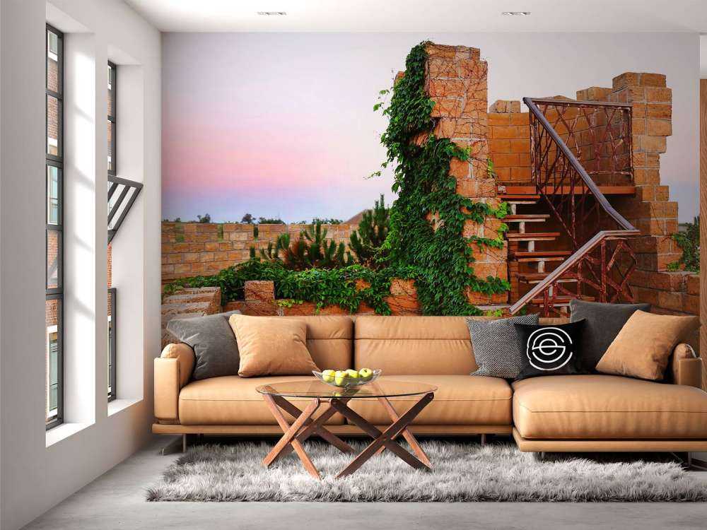 Vintage trap op een dak