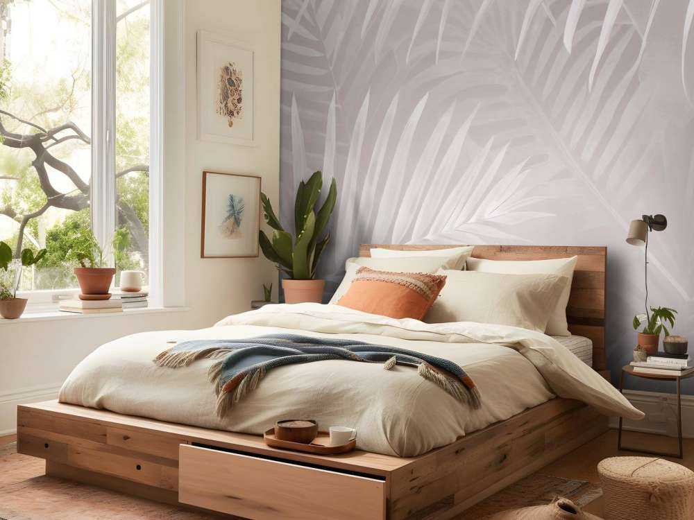 Foggy palm leaves Pink