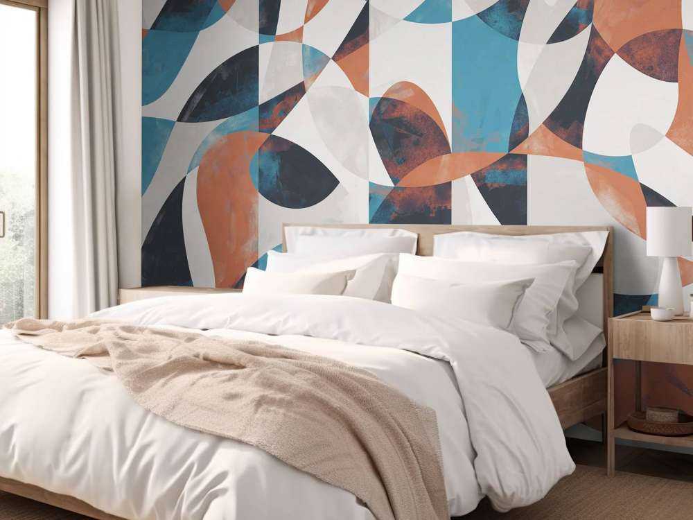 Vloeiende vormen in koraalblauw