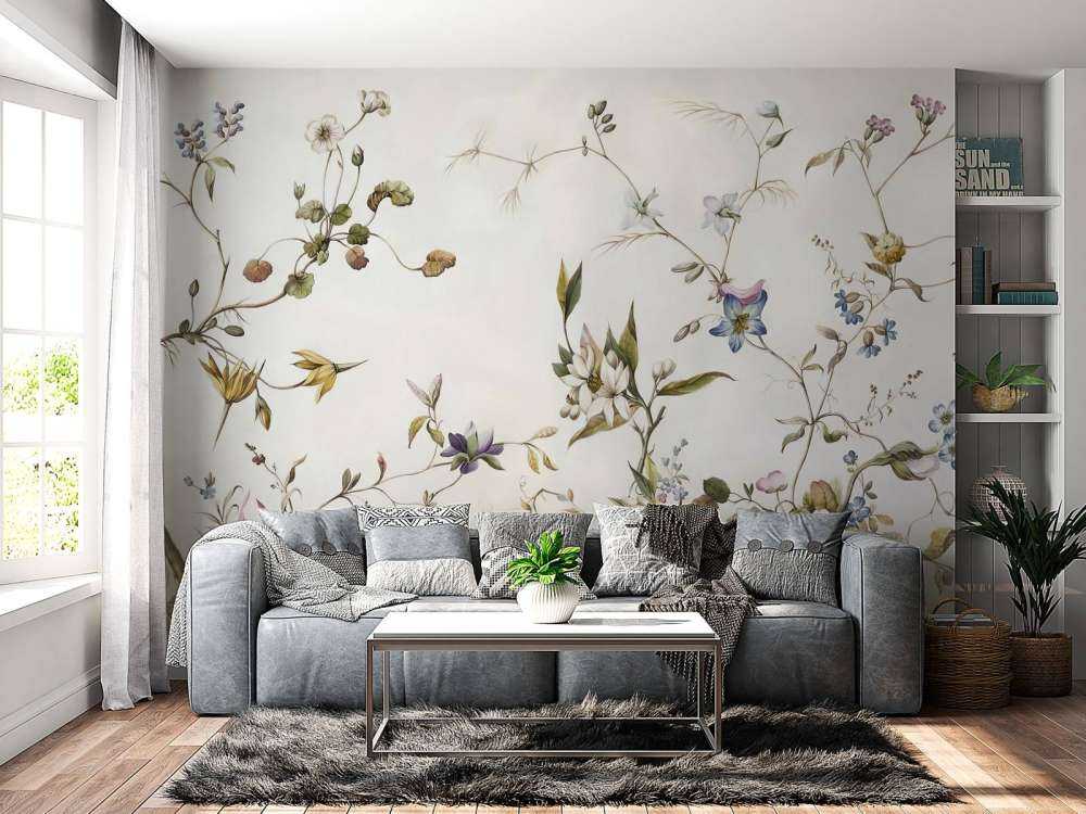 Luchtige veldbloemen met ranken