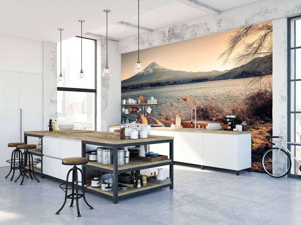 Rustige oever aan Fuji meer