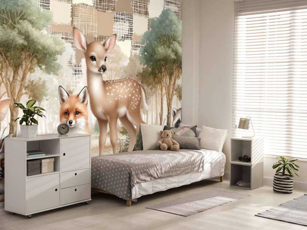 Bosdieren in warme tinten