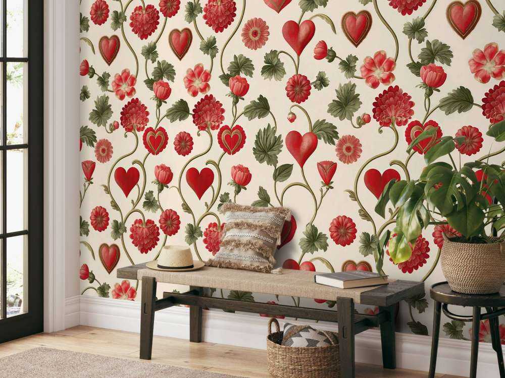 Romantische hartjes en bloemenranken