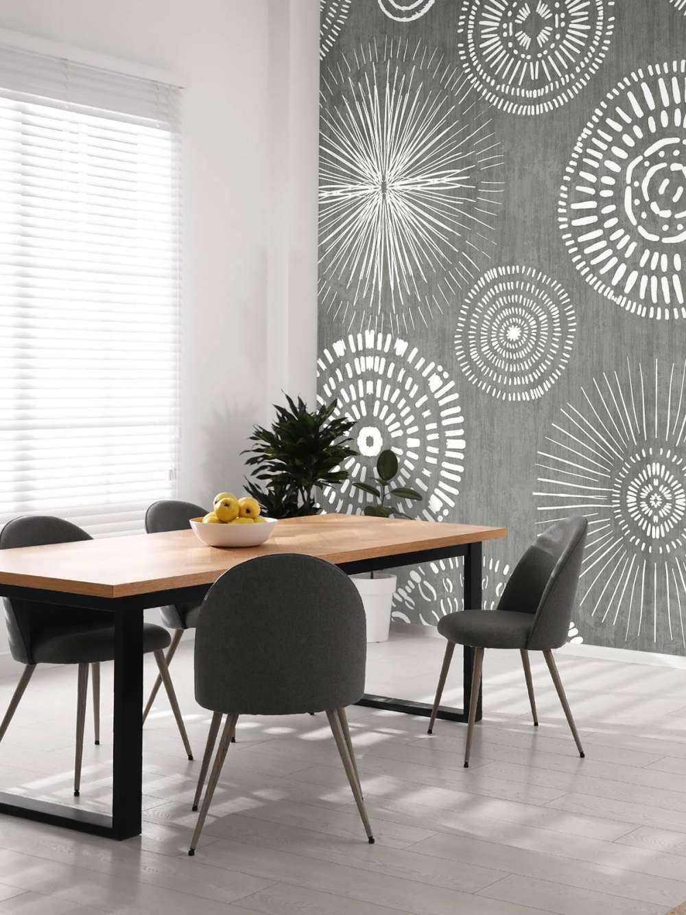 Graceful Boho Circles White Grey