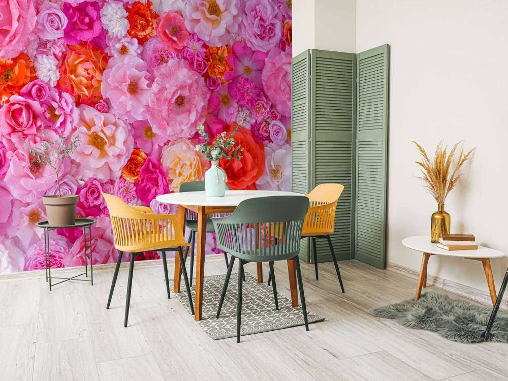 Full frame of variety of garden roses, flower background