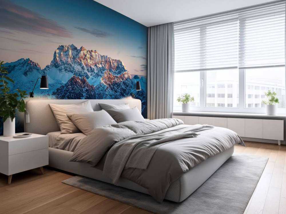 Avondgloed op sneeuwtoppen