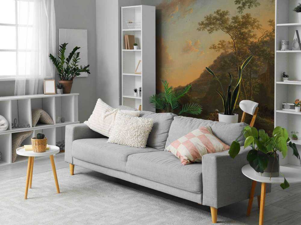 Italiaans landschap met overzetveer