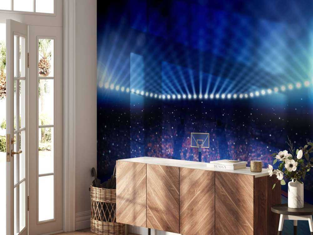 Verlichte basketbal arena