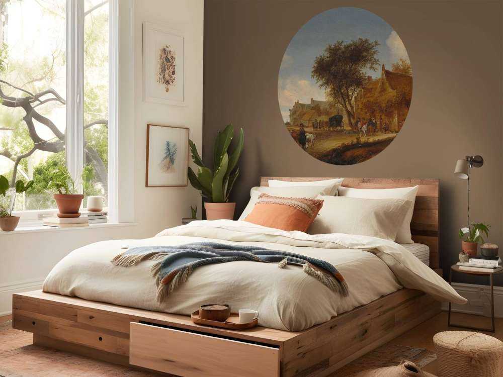 Dorpsherberg met reiswagen