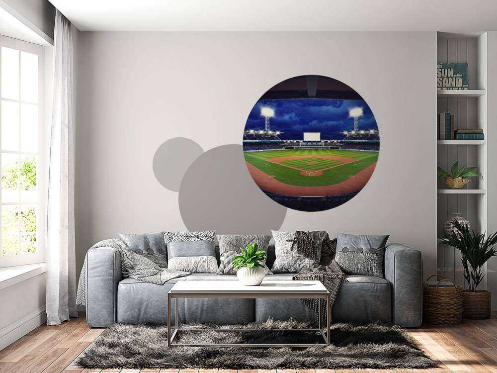 Honkbalstadion in de avond