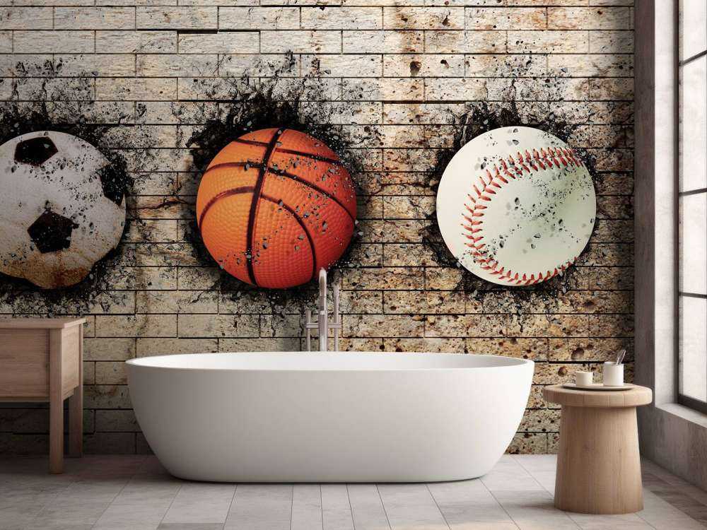 Sportballen in een muur