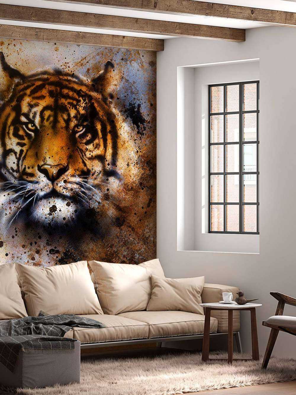 Stoere tijger schilderij