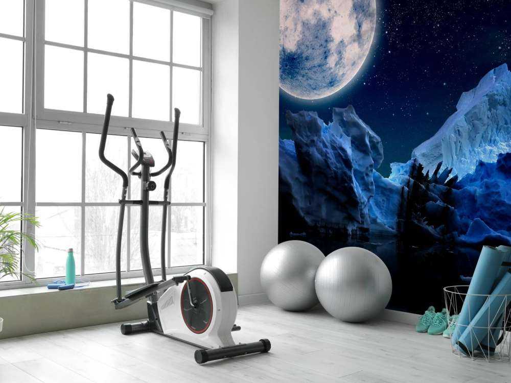 Volle maan boven ijsbergen