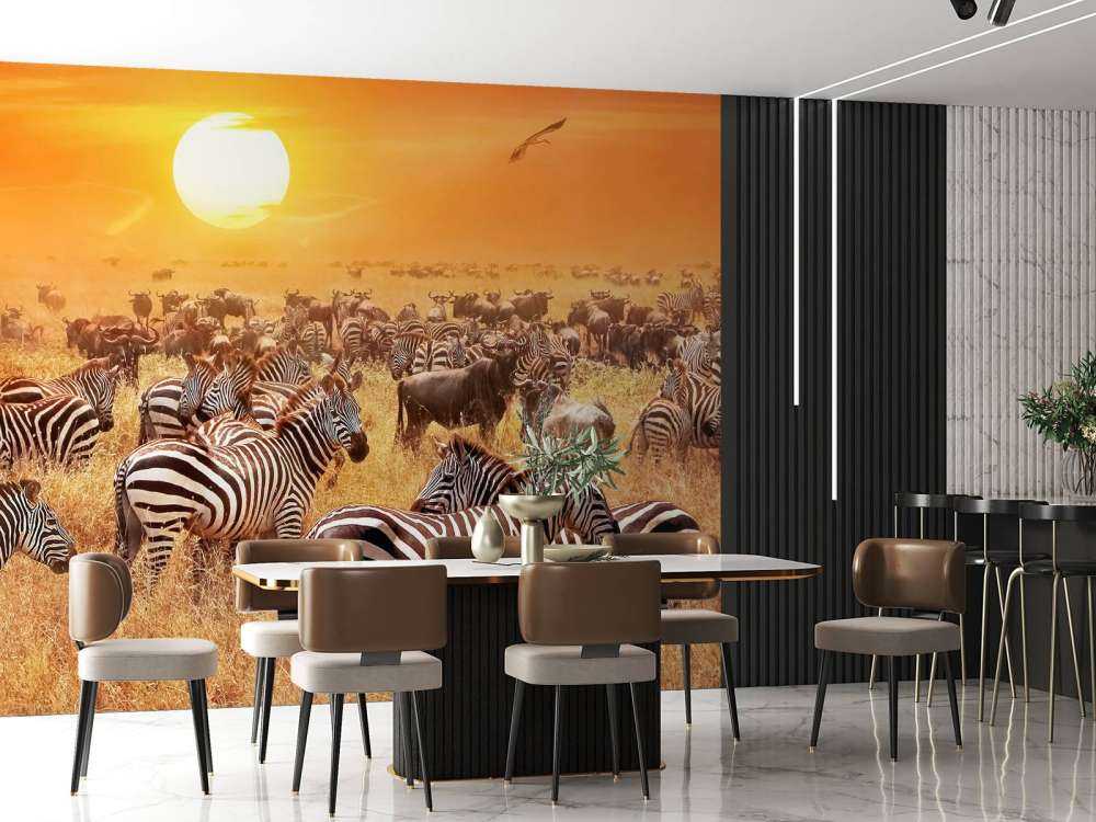 Savanne zon met zebra's
