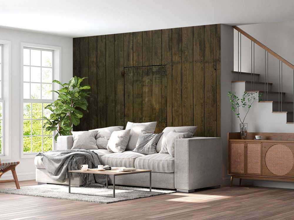 Houten muur met deur