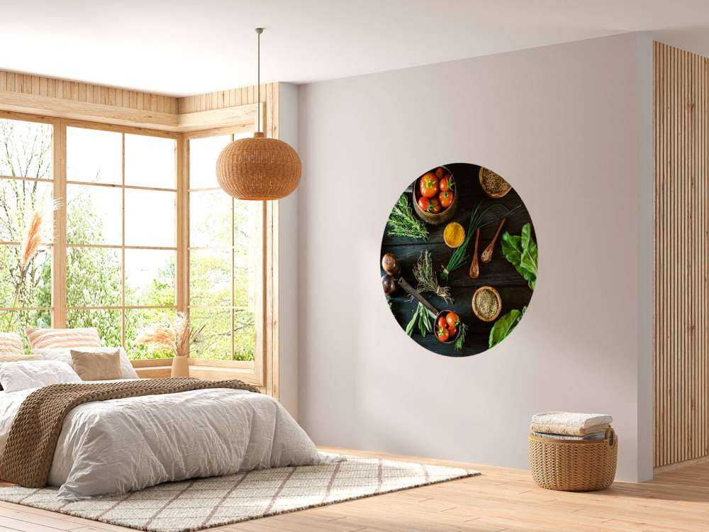 groenten en kruiden op hout