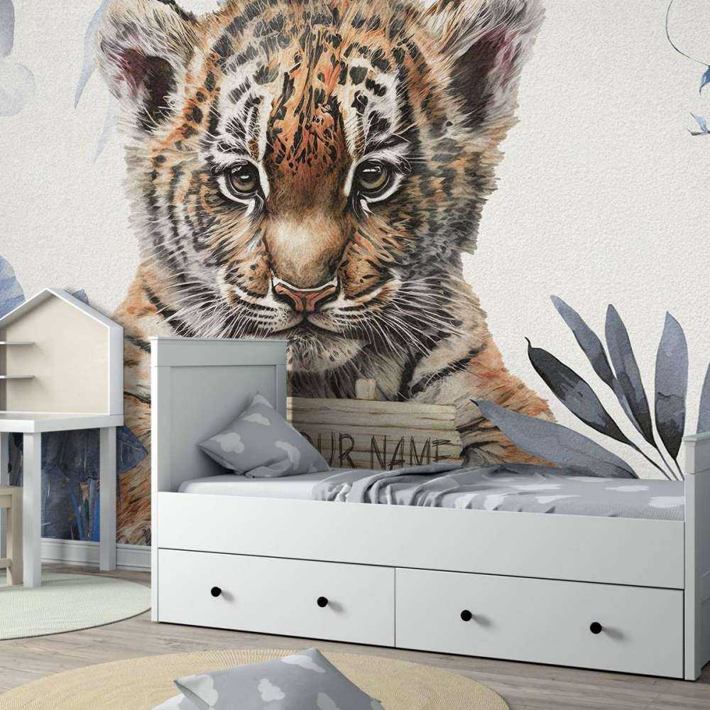 Schattige tijger met planten blauw