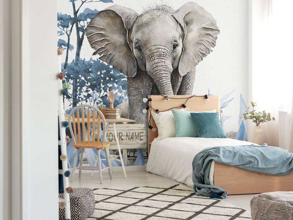 Olifantje in de jungle blauw