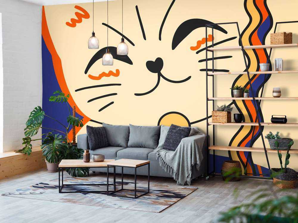 Close-up kat met noedels