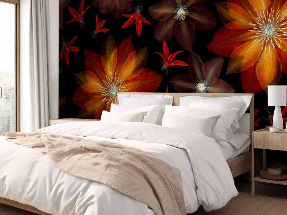 Rode clematis bloemen