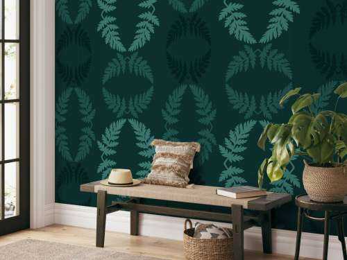 Groen patroon met takje hemlock