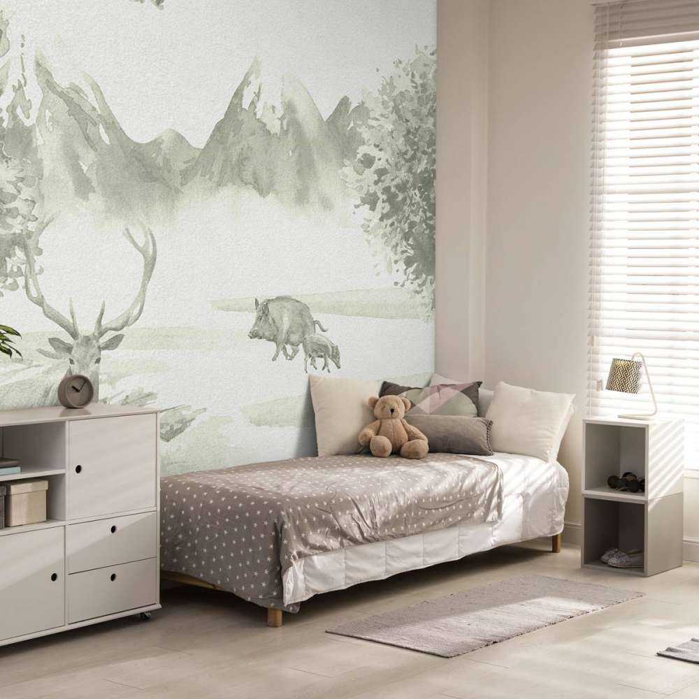 Bos met dieren in groen