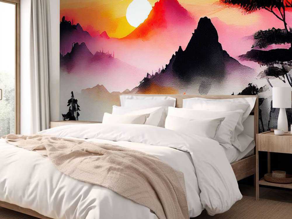 Geïllustreerde roze zonsondergang